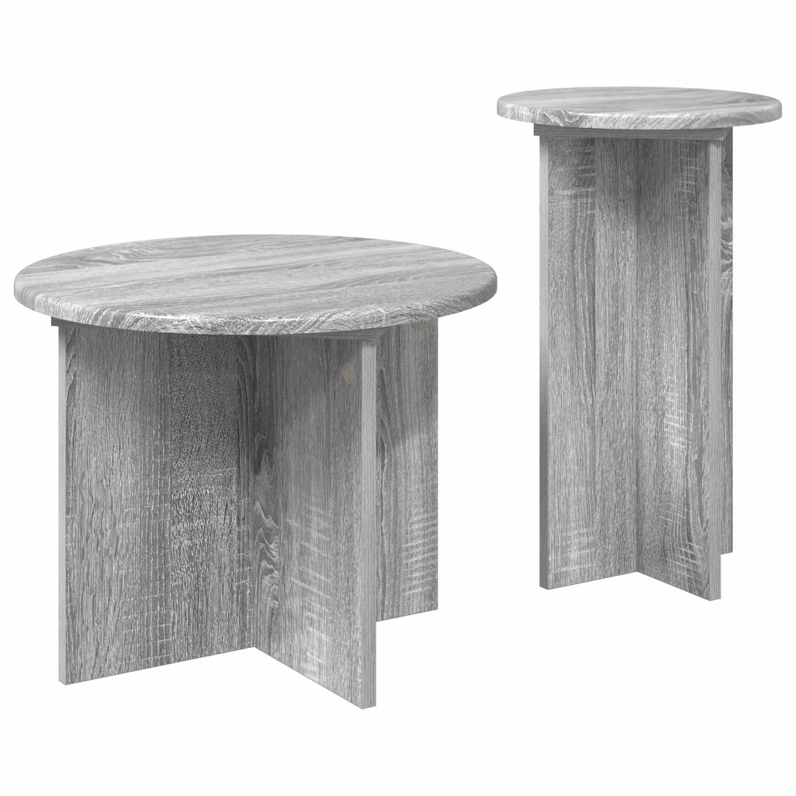 vidaXL Side Table Set 2 pcs Grey Sonoma Ø 45 x 35 cm Engineered Wood 5