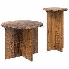 vidaXL Side Table Set 2 pcs Old Wood Ø 45 x 35 cm Engineered Wood 5