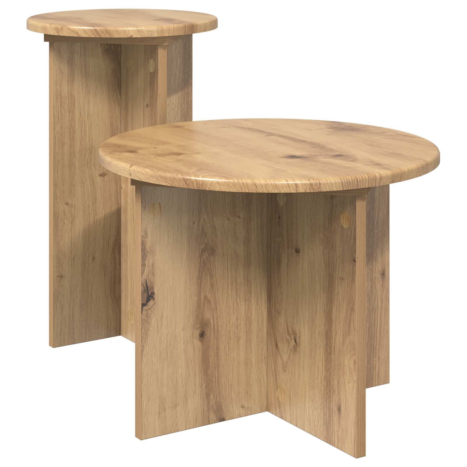 vidaXL Side Table Set 2 pcs Artisan Oak Ø 45 x 35 cm Engineered Wood 2