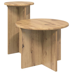 vidaXL Side Table Set 2 pcs Artisan Oak Ø 45 x 35 cm Engineered Wood 2