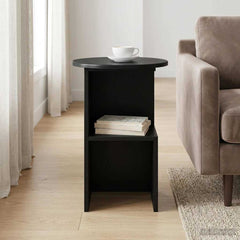 vidaXL Side Table Black Oak Ø 39.5 x 55 cm Engineered Wood 4