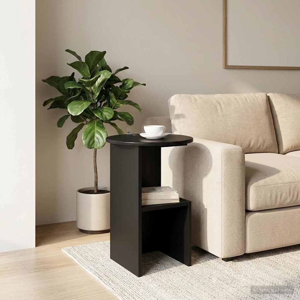 vidaXL Side Table Black Oak Ø 39.5 x 55 cm Engineered Wood 1