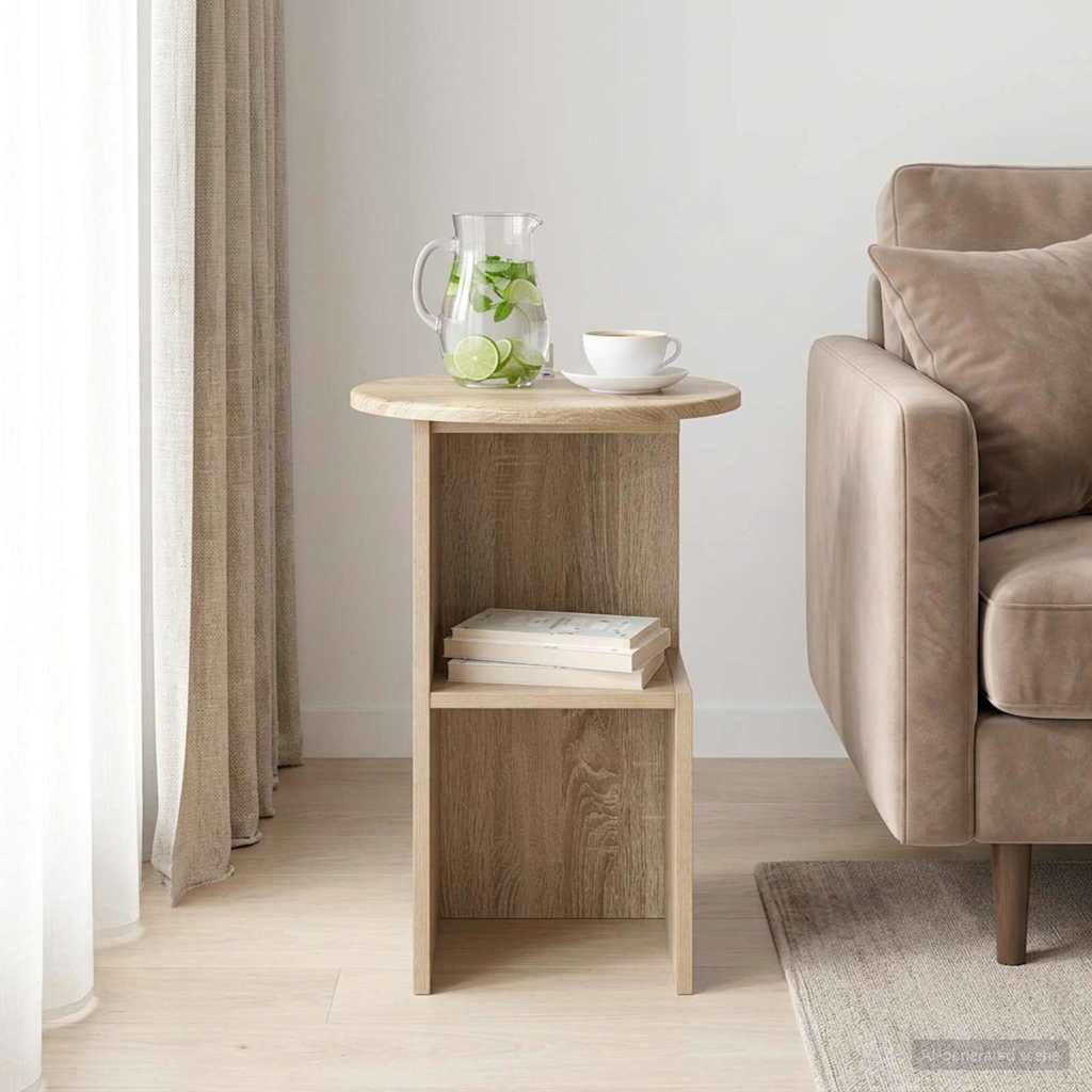 vidaXL Side Table Sonoma Oak Ø 39.5 x 55 cm Engineered Wood 1
