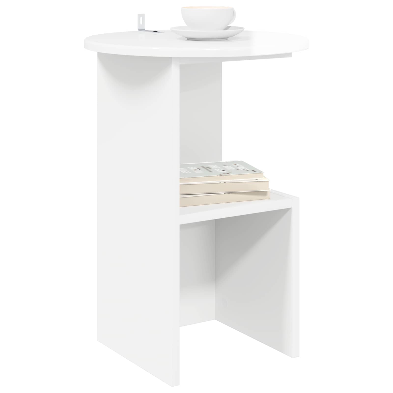 vidaXL Side Table High Gloss White Ø 39.5 x 55 cm Engineered Wood 3