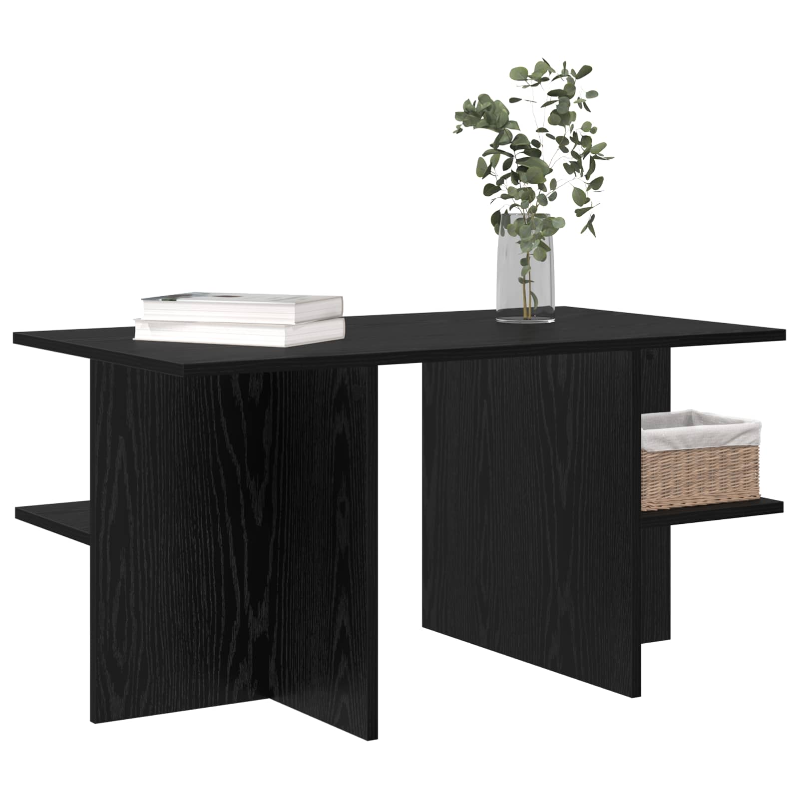 vidaXL Coffee Table Black Oak 87 x 50 x 45 cm Engineered Wood 3