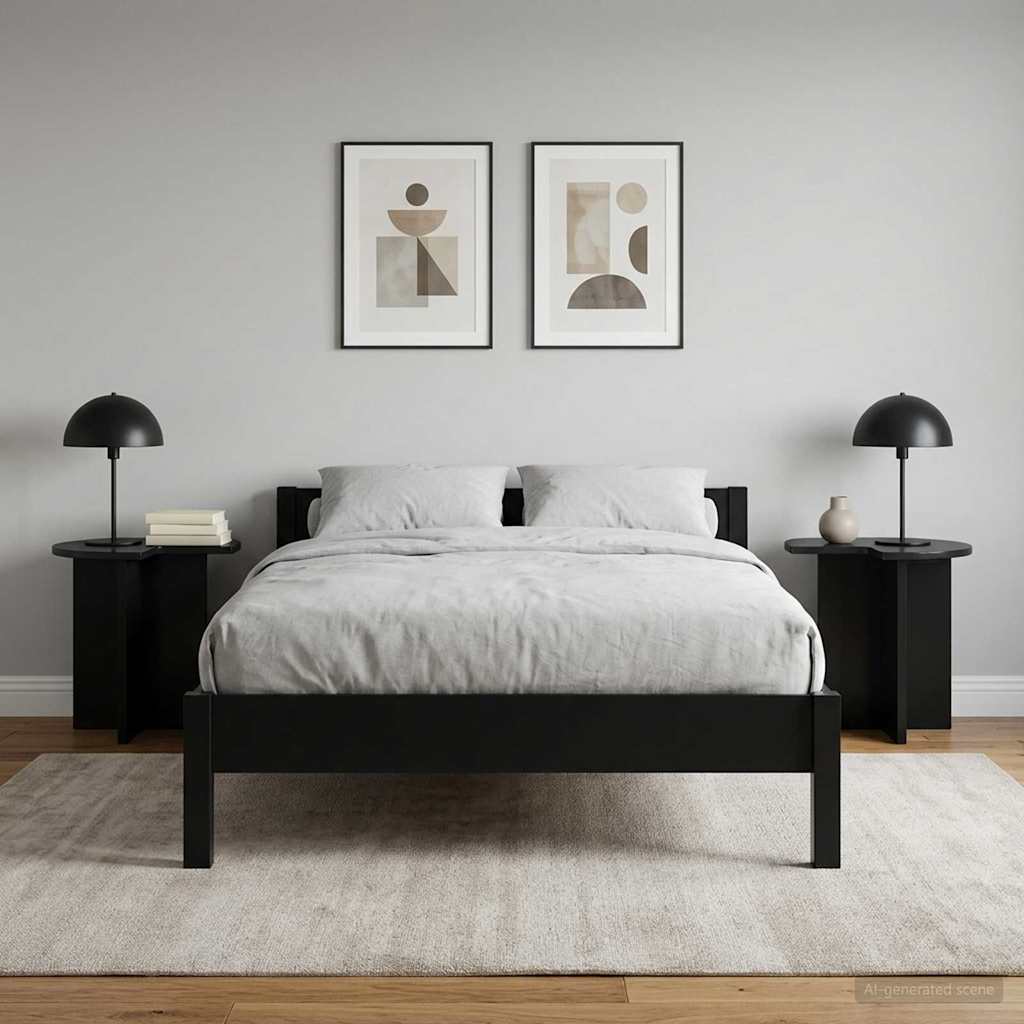 vidaXL Side Table 2 pcs Black Oak Ø 39 x 38 cm Engineered Wood 1