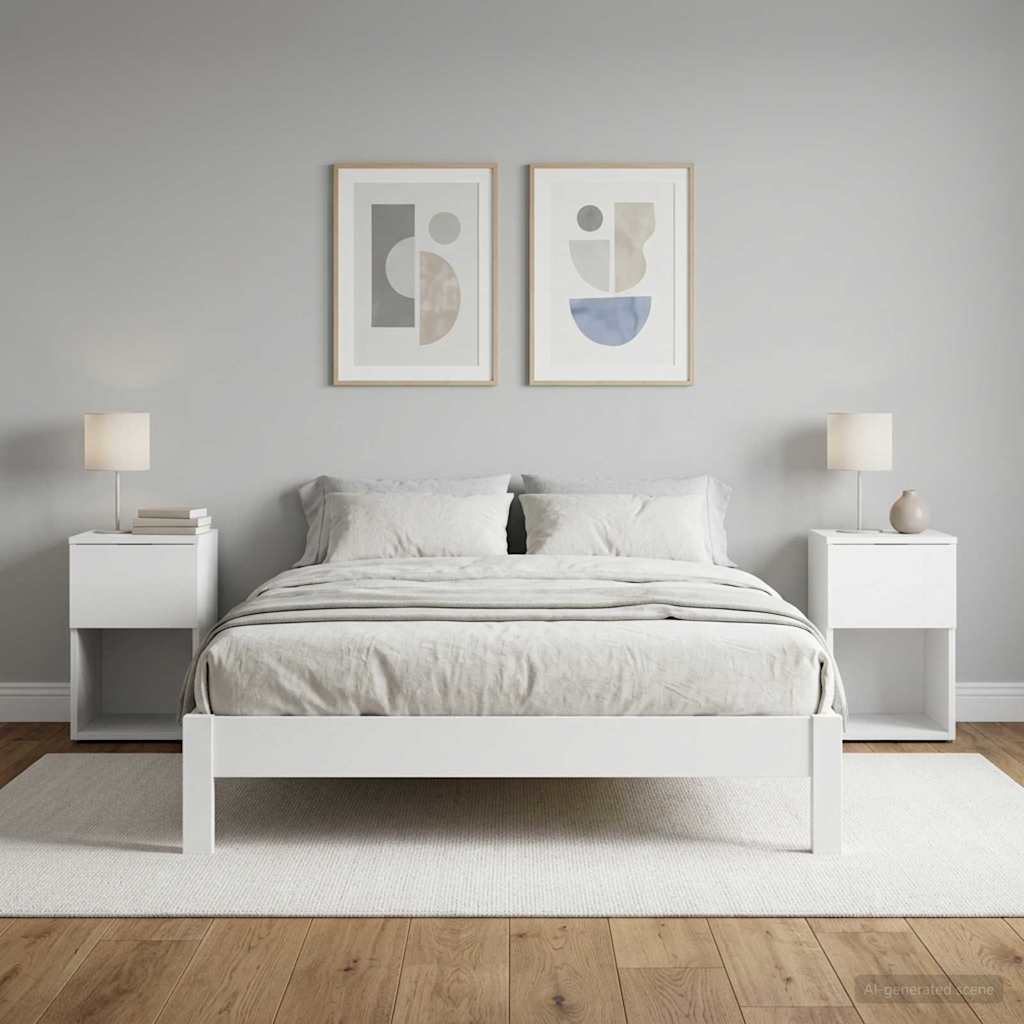 vidaXL Bed Cabinet 2 pcs White 29 x 31.5 x 49 cm Engineered Wood 1