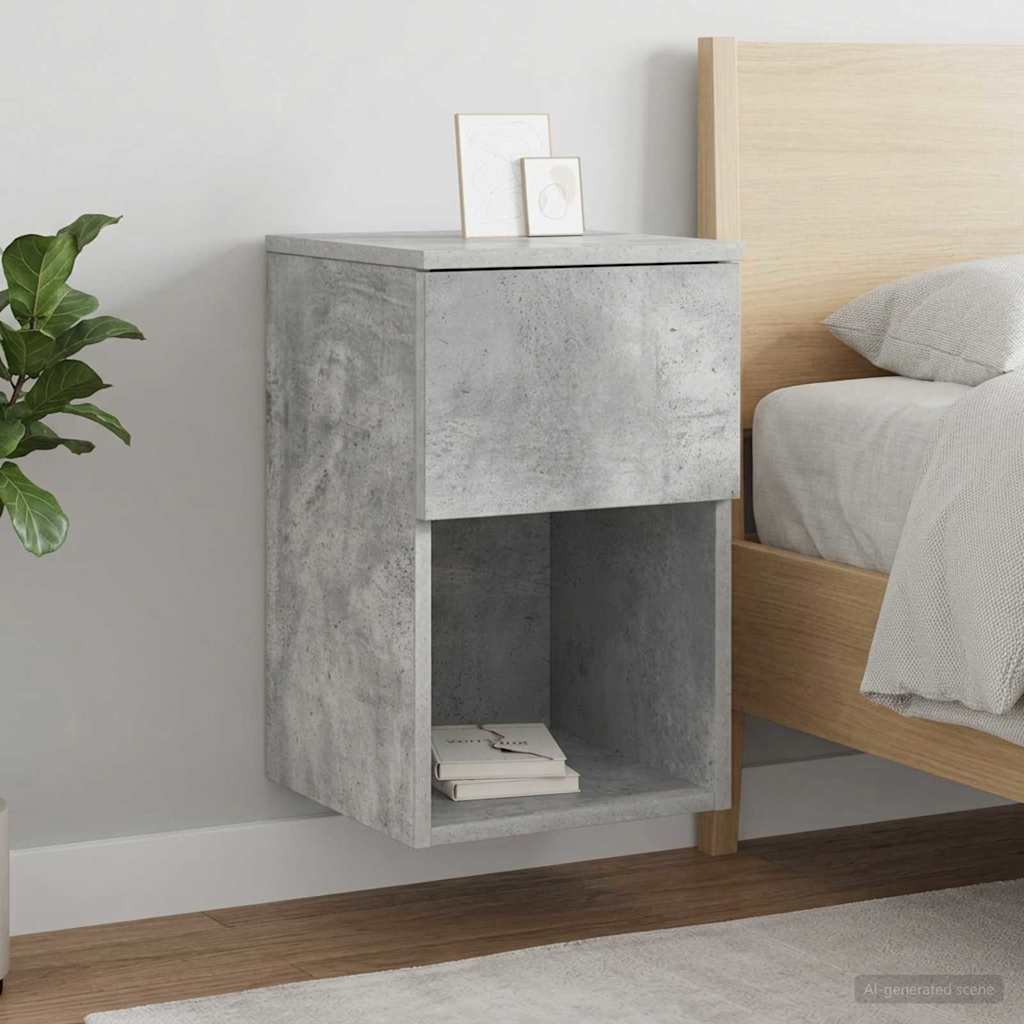 vidaXL Bed Cabinet Concrete Grey 29 x 31.5 x 49 cm Engineered Wood 4
