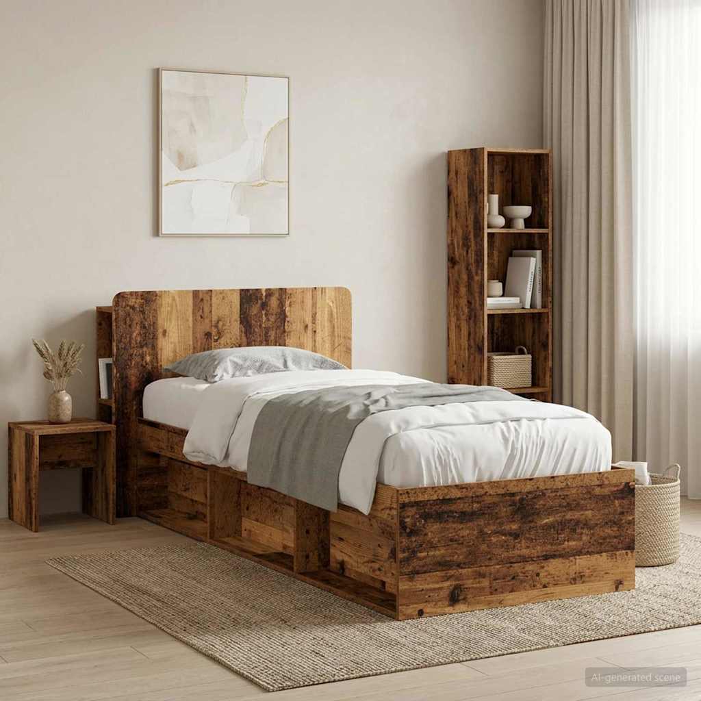 vidaXL Headboard Cabinet with Storage Old Wood Engineered Wood 4