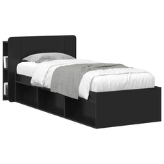 vidaXL Headboard Cabinet with Storage Black Engineered Wood 3