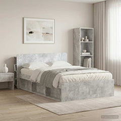 vidaXL Headboard Cabinet with Storage Concrete Grey Engineered Wood 4