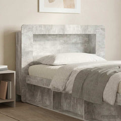vidaXL Headboard Cabinet with Storage Concrete Grey Engineered Wood 4