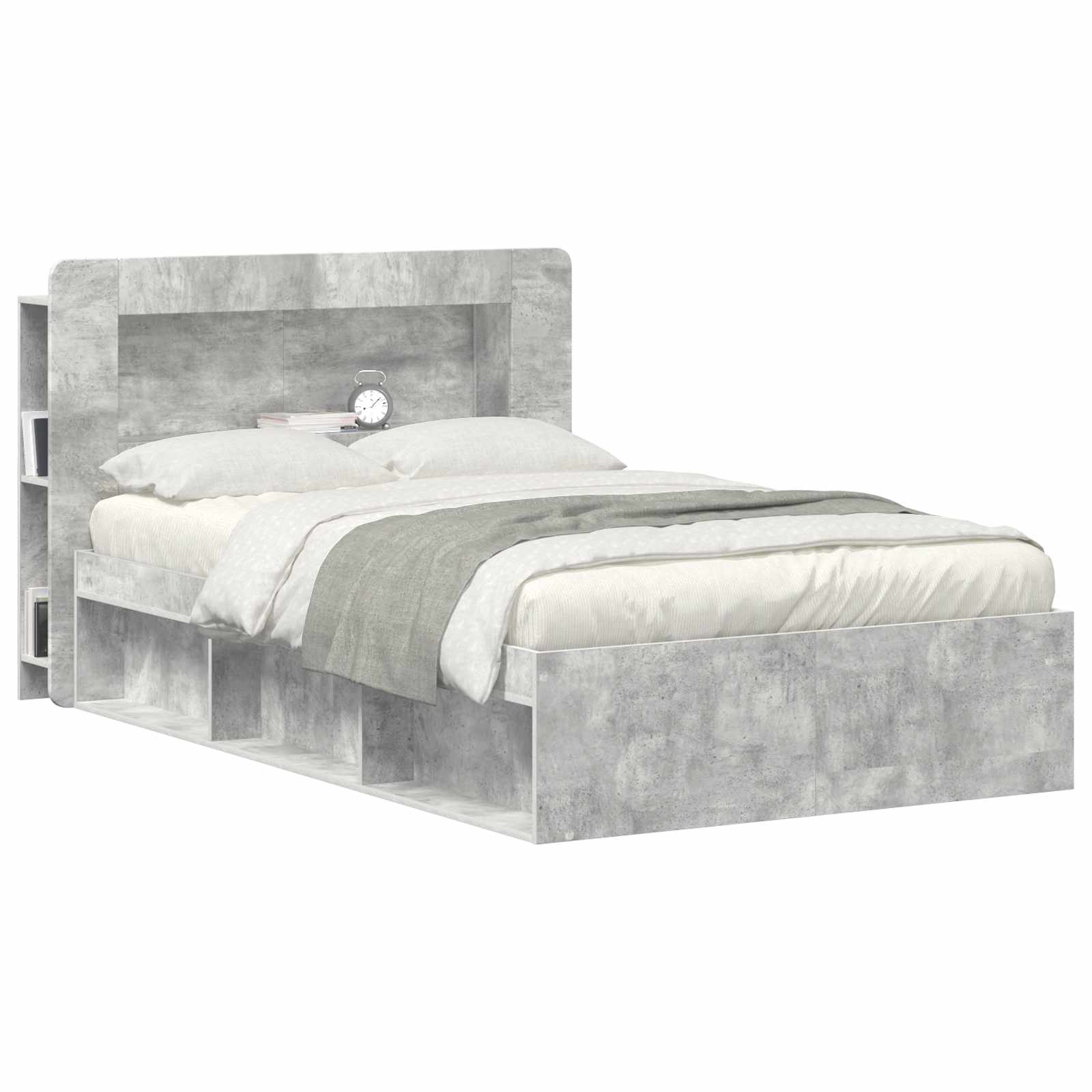 vidaXL Headboard Cabinet with Storage Concrete Grey Engineered Wood 3