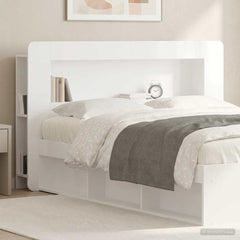 Headboard Cabinet with Storage Engineered Wood Width 140 cm High gloss white