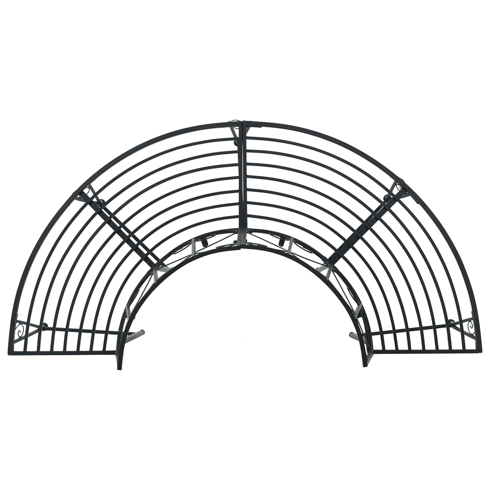 vidaXL Tree Bench 4-Seater 160 x 80 x 89 cm Steel Black Half-round 2