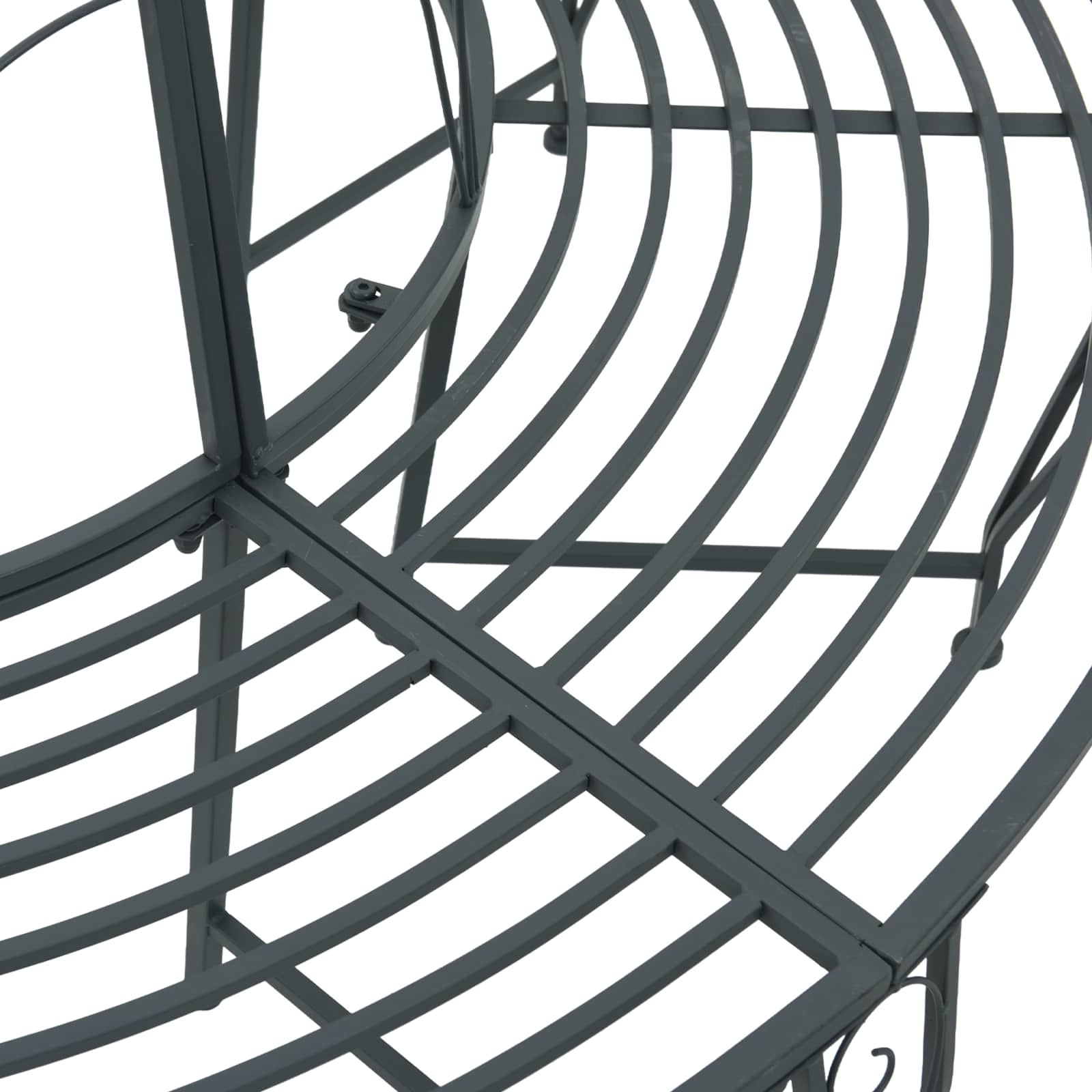 vidaXL Tree Bench 8-Seater Ø 160 x 89 cm Steel Silver Grey Round 3