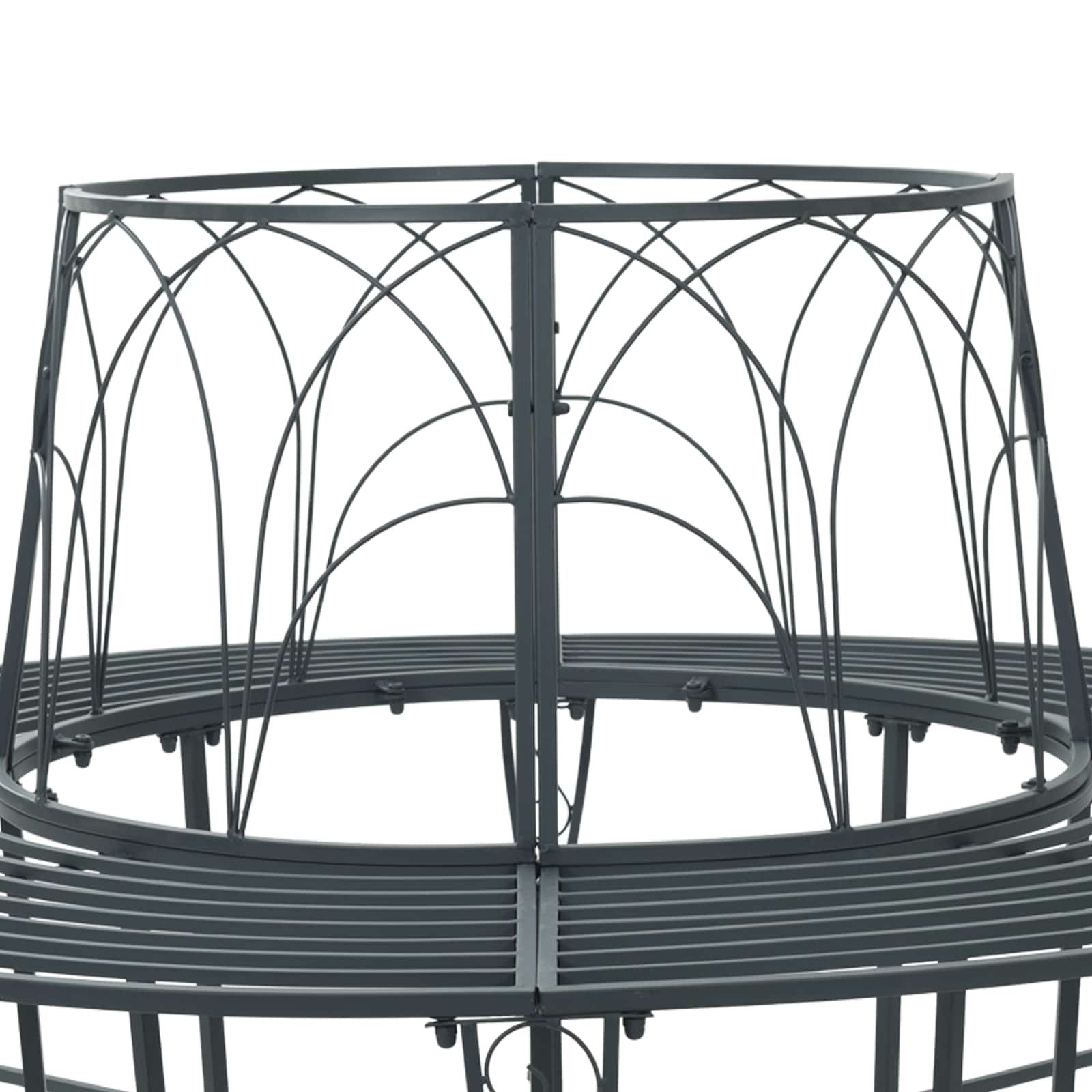 vidaXL Tree Bench 8-Seater Ø 160 x 89 cm Steel Silver Grey Round 4
