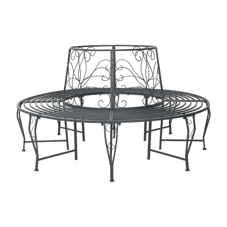 Tree Bench 8 -Seater Steel Silver Grey Round