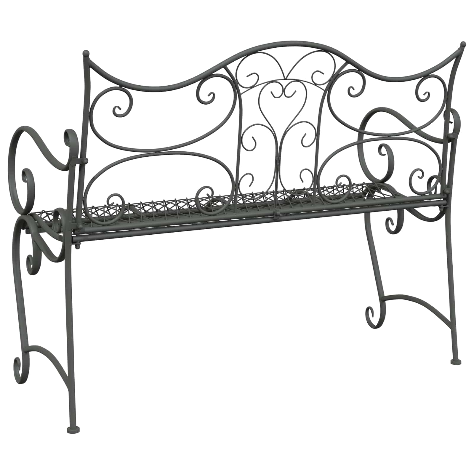 vidaXL Garden Bench 2-Seater 114 x 56.5 x 90 cm Steel Silver Grey 5