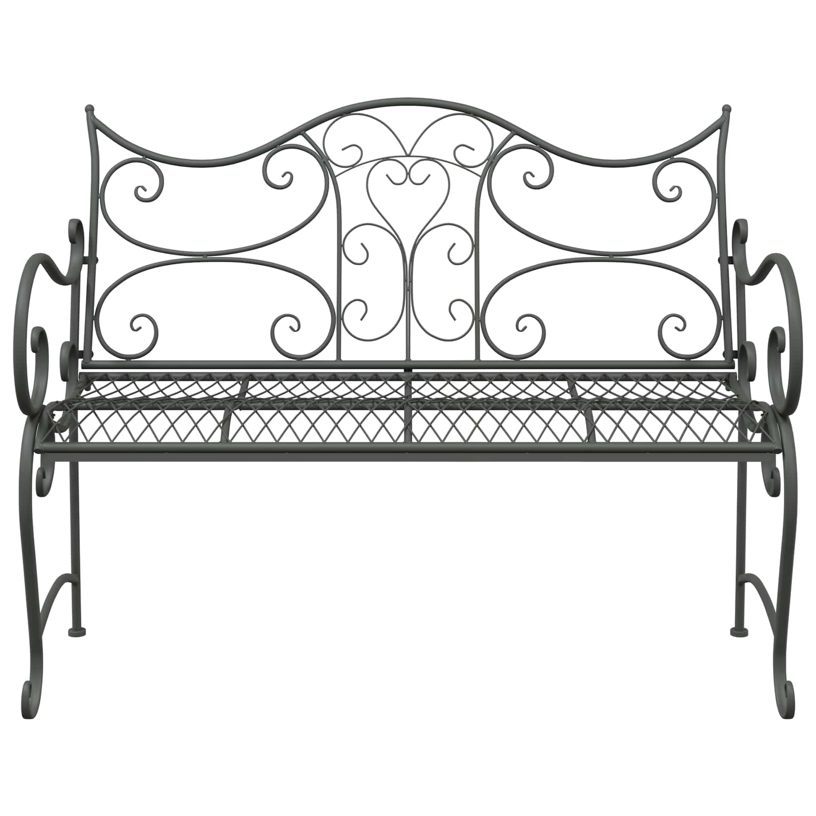 vidaXL Garden Bench 2-Seater 114 x 56.5 x 90 cm Steel Silver Grey 3