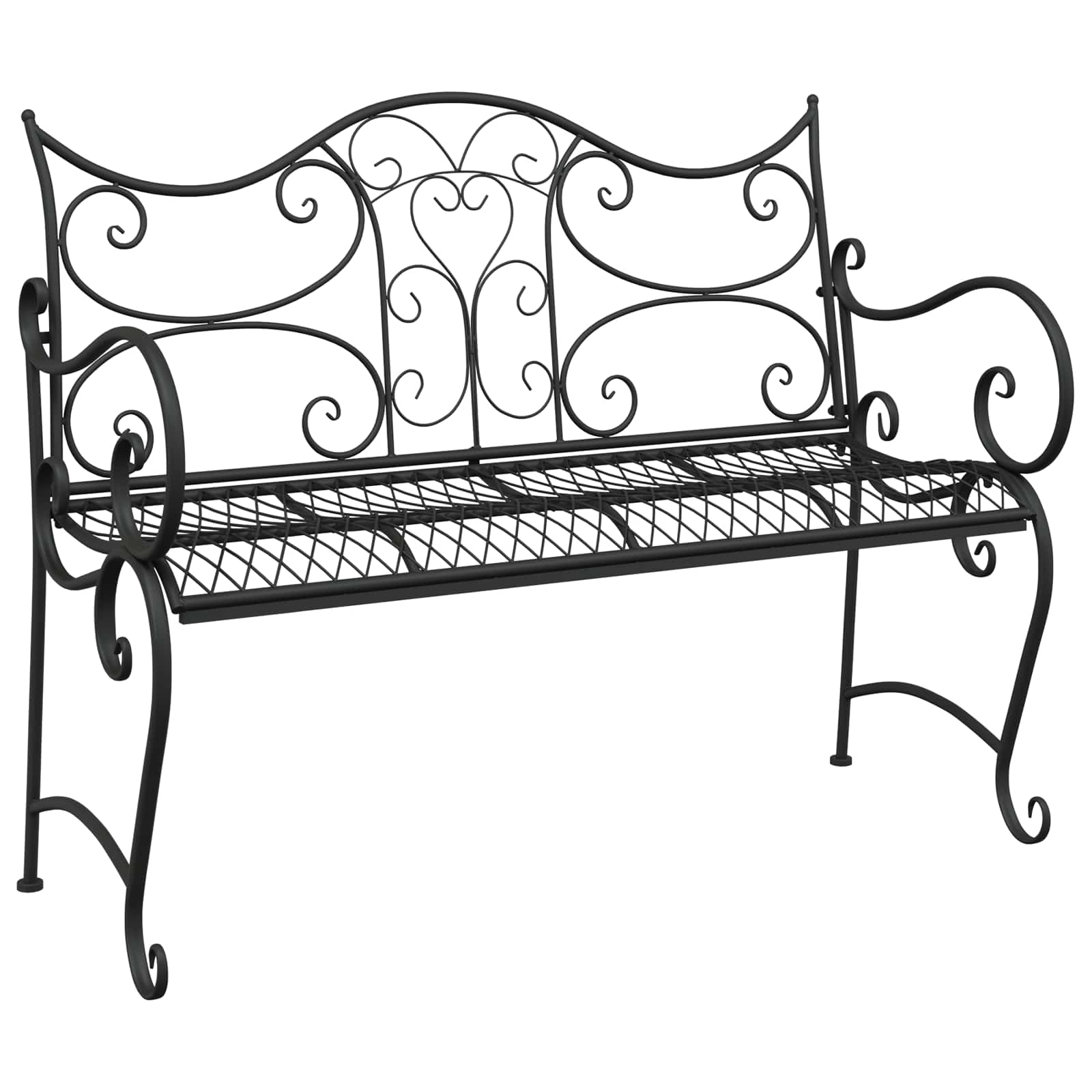vidaXL Garden Bench 2-Seater 114 x 56.5 x 90 cm Steel Black 2
