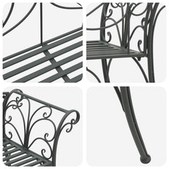 vidaXL Garden Bench 2-Seater 130 x 47 x 90 cm Steel Silver Grey 6