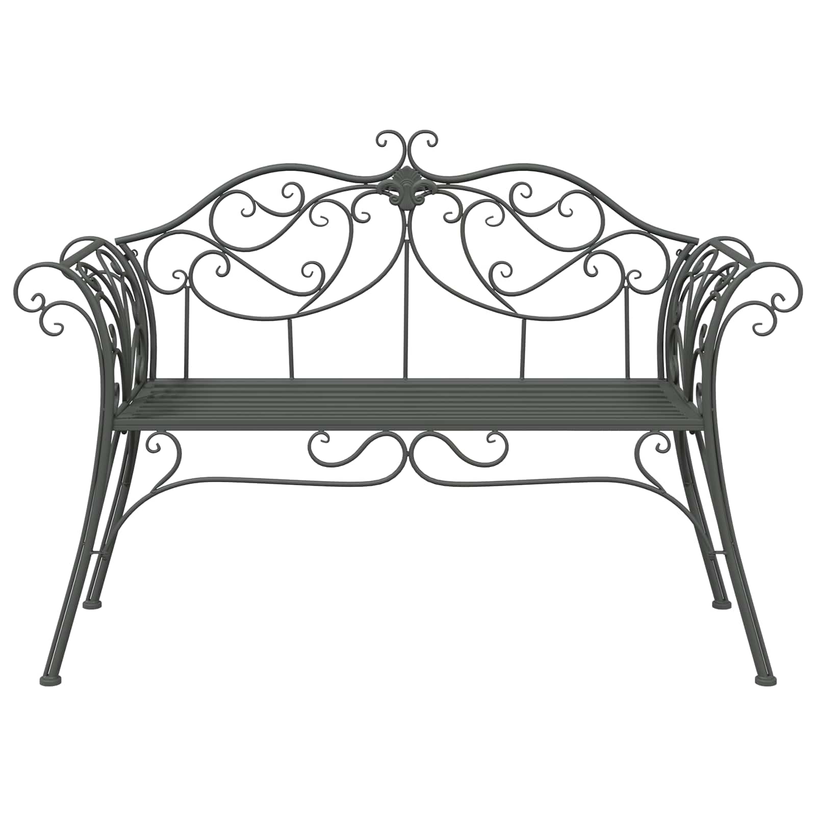 vidaXL Garden Bench 2-Seater 130 x 47 x 90 cm Steel Silver Grey 3