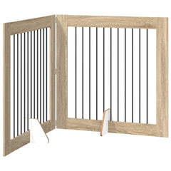 vidaXL Foldable Dog Gate with Stands 2 pcs Sonoma Oak 200.5 cm 2