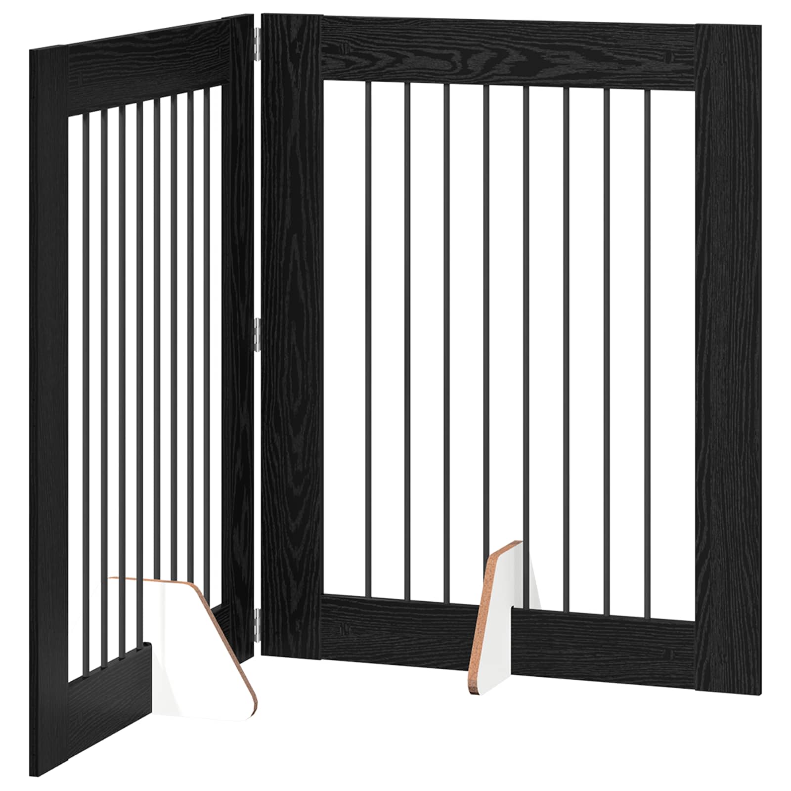 vidaXL Foldable Dog Gate with Stands 2 pcs Black Oak 160.5 cm 2