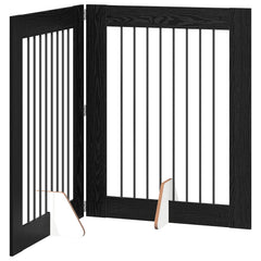 vidaXL Foldable Dog Gate with Stands 2 pcs Black Oak 160.5 cm 2