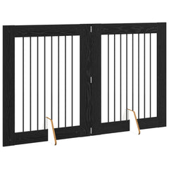 vidaXL Foldable Dog Gate with Stands 2 pcs Black Oak 160.5 cm 3