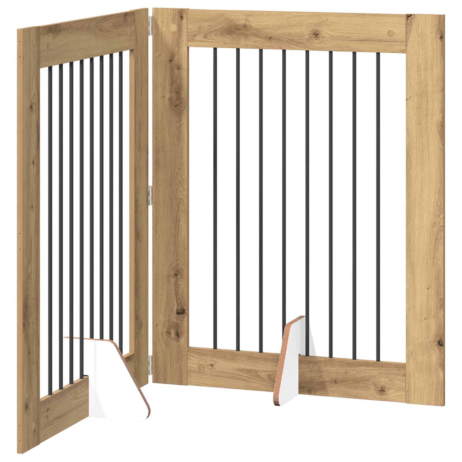vidaXL Foldable Dog Gate with Stands 2 pcs Artisan Oak 160.5 cm 2