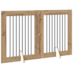 vidaXL Foldable Dog Gate with Stands 2 pcs Artisan Oak 160.5 cm 3