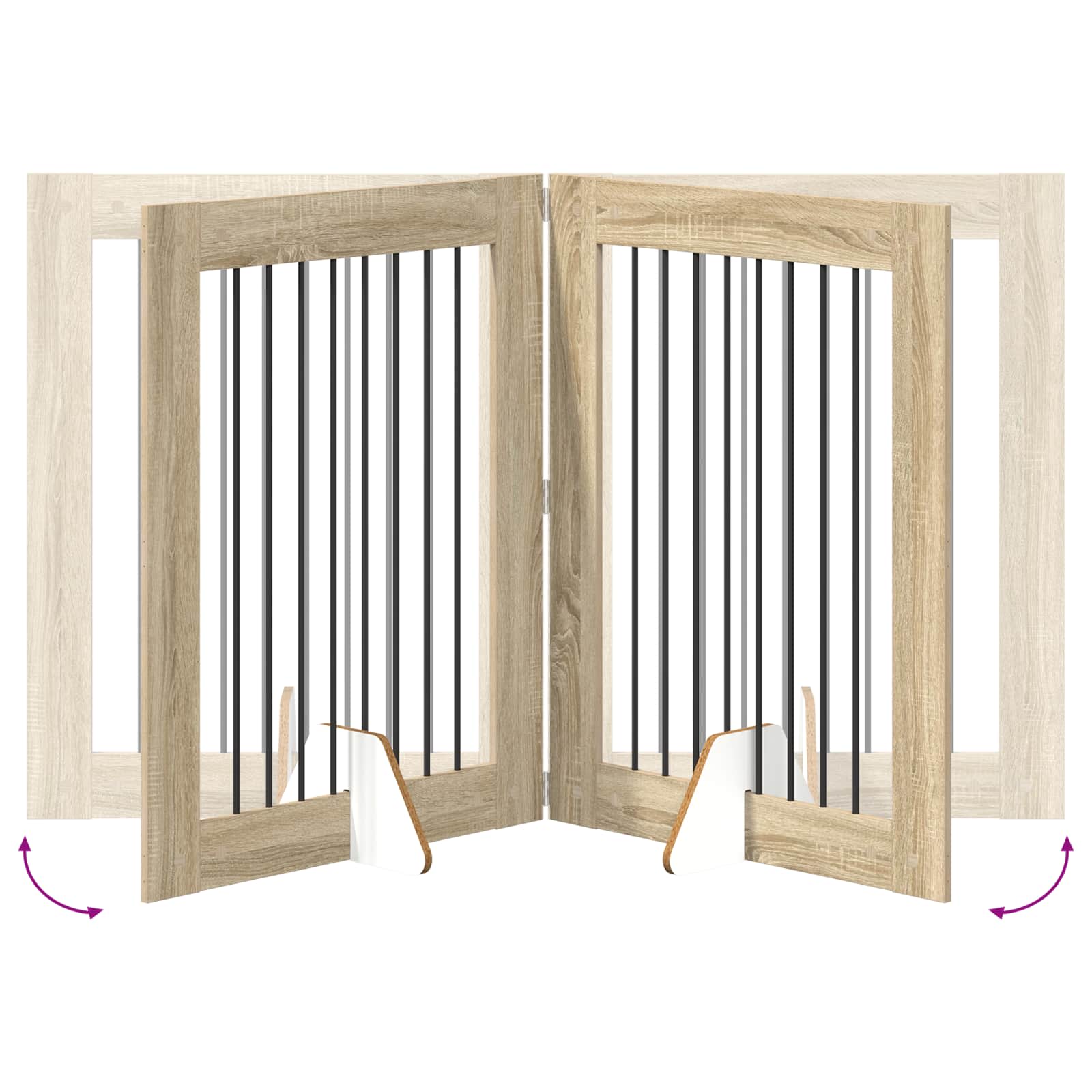 vidaXL Foldable Dog Gate with Stands 4 pcs Sonoma Oak 321 cm 6