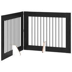 vidaXL Foldable Dog Gate with Stands 2 pcs Black Oak 200.5 cm 2