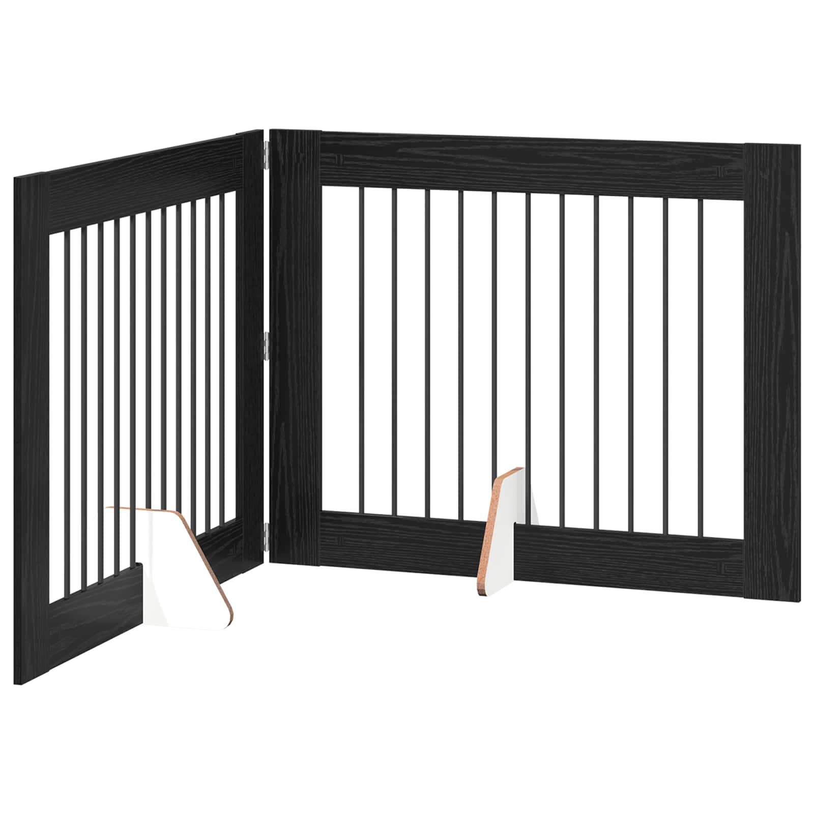 vidaXL Foldable Dog Gate with Stands 2 pcs Black Oak 200.5 cm 2