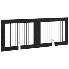 vidaXL Foldable Dog Gate with Stands 2 pcs Black Oak 200.5 cm 3