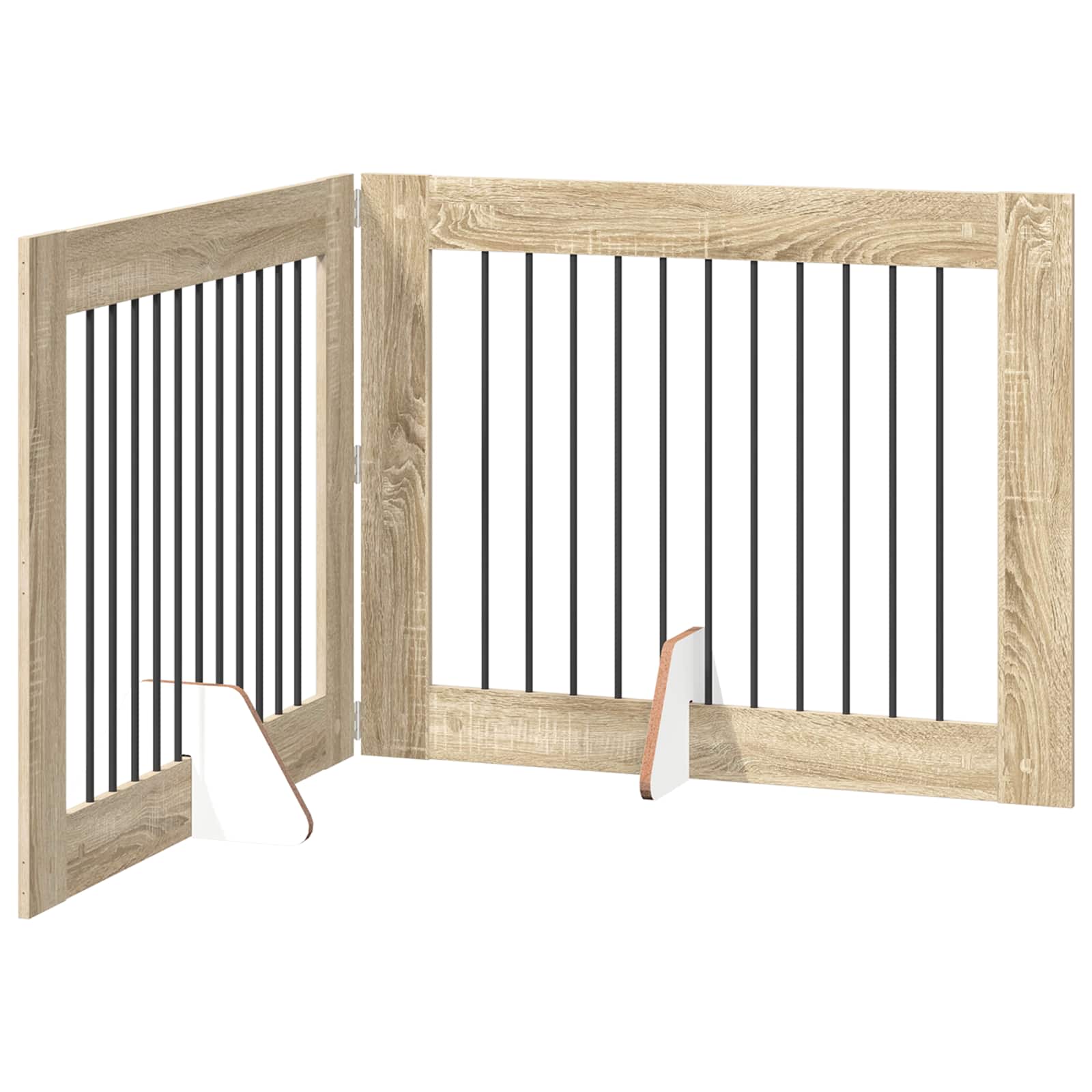 vidaXL Foldable Dog Gate with Stands 2 pcs Sonoma Oak 200.5 cm 2