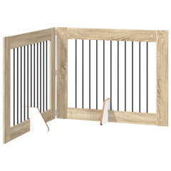 vidaXL Foldable Dog Gate with Stands 2 pcs Sonoma Oak 200.5 cm 2