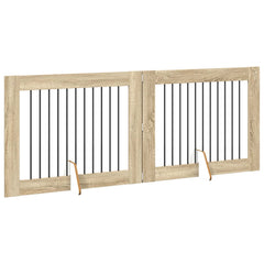 vidaXL Foldable Dog Gate with Stands 2 pcs Sonoma Oak 200.5 cm 3