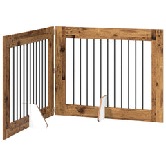 vidaXL Foldable Dog Gate with Stands 2 pcs Old Wood 200.5 cm 2