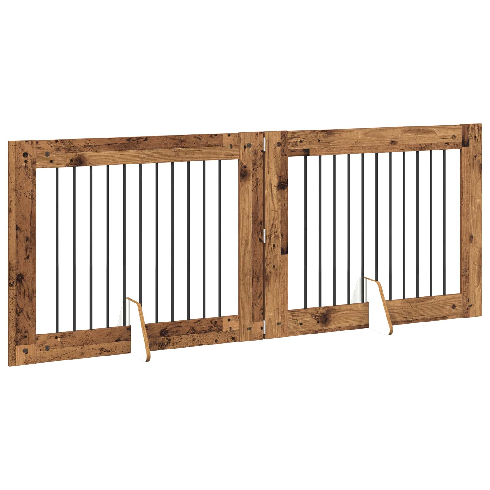 vidaXL Foldable Dog Gate with Stands 2 pcs Old Wood 200.5 cm 3