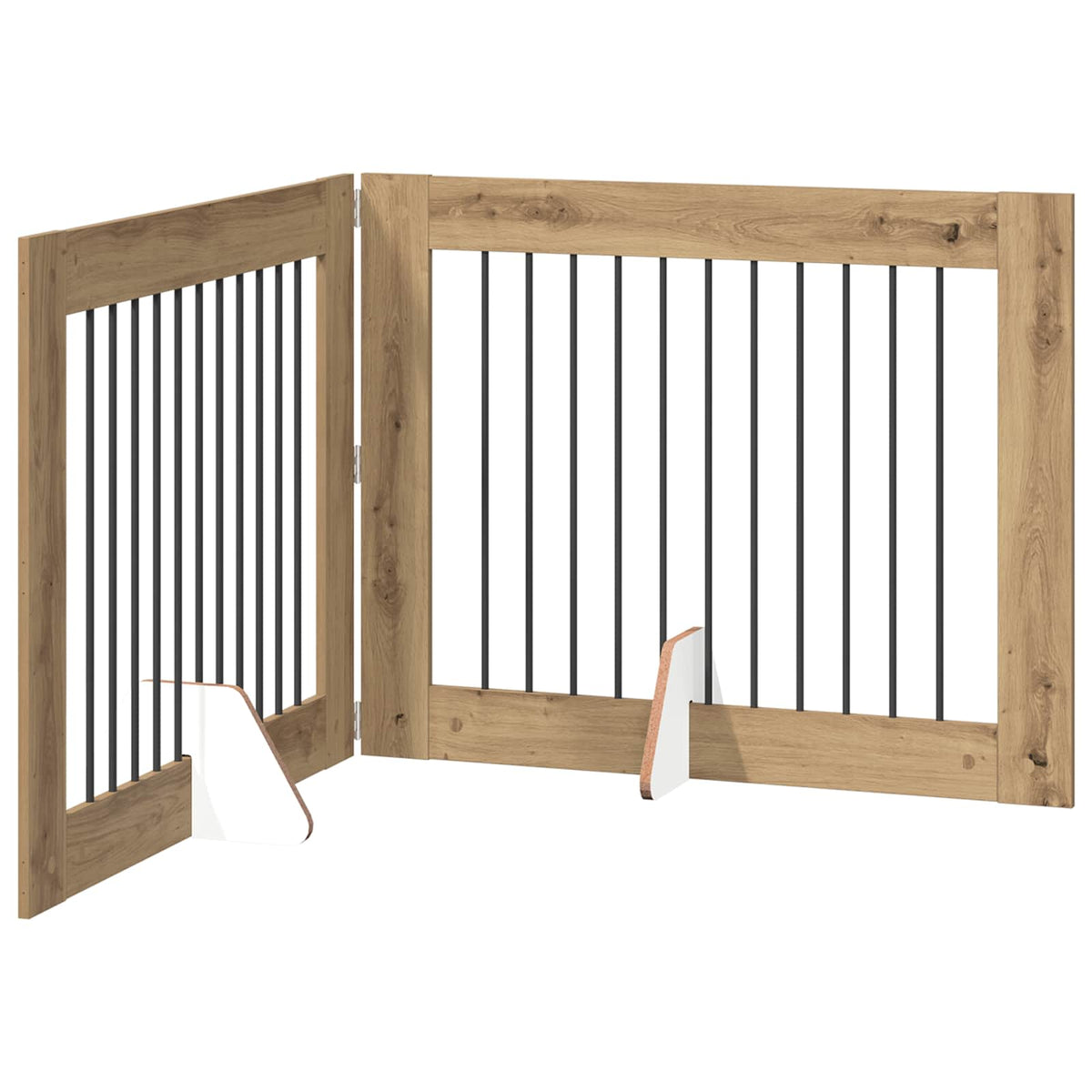 Foldable Dog Gate with Stands 200.5 cm Width 100 cm 2 Artisan oak 80 cm