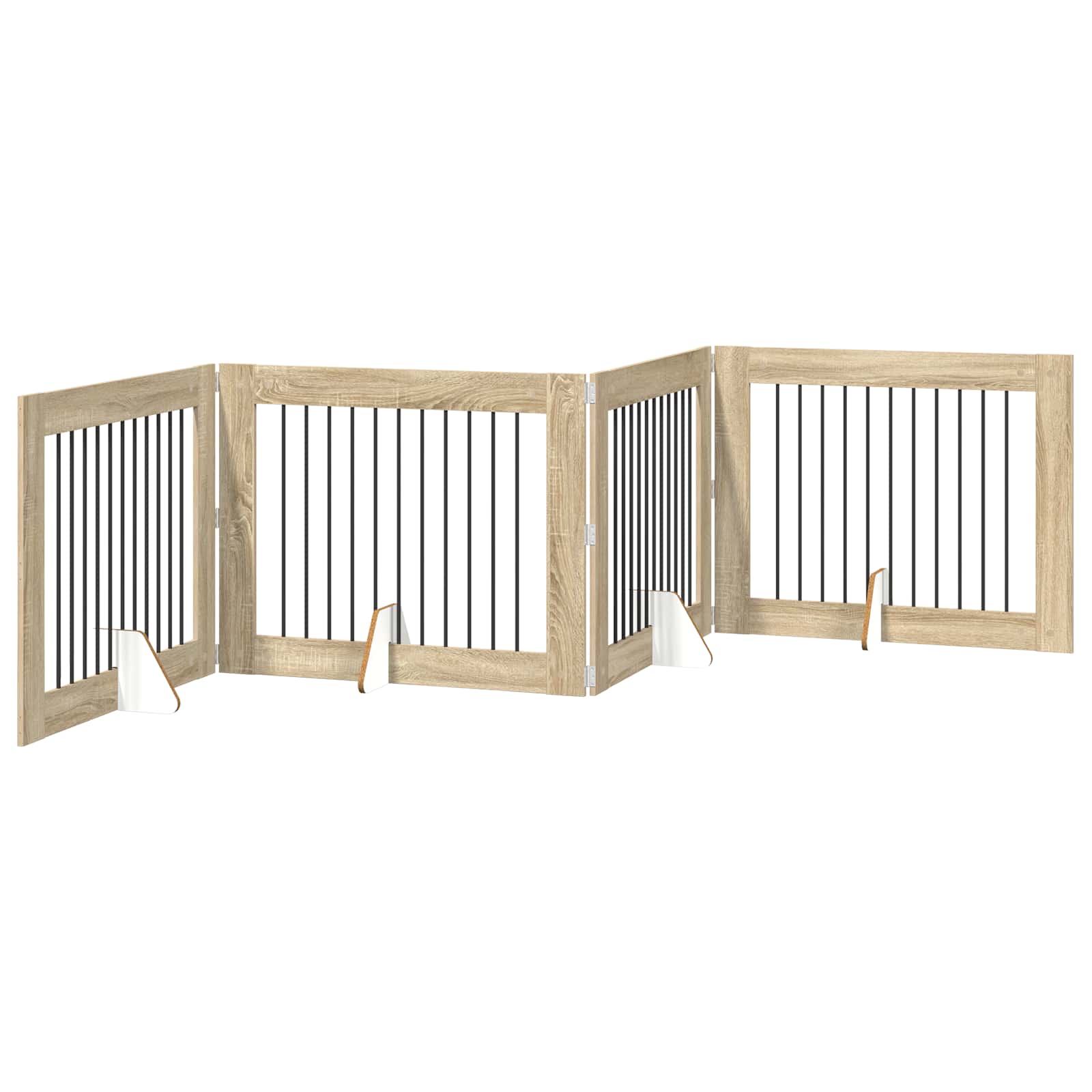 vidaXL Foldable Dog Gate with Stands 4 pcs Sonoma Oak 401 cm 2