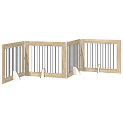 vidaXL Foldable Dog Gate with Stands 4 pcs Sonoma Oak 401 cm 2