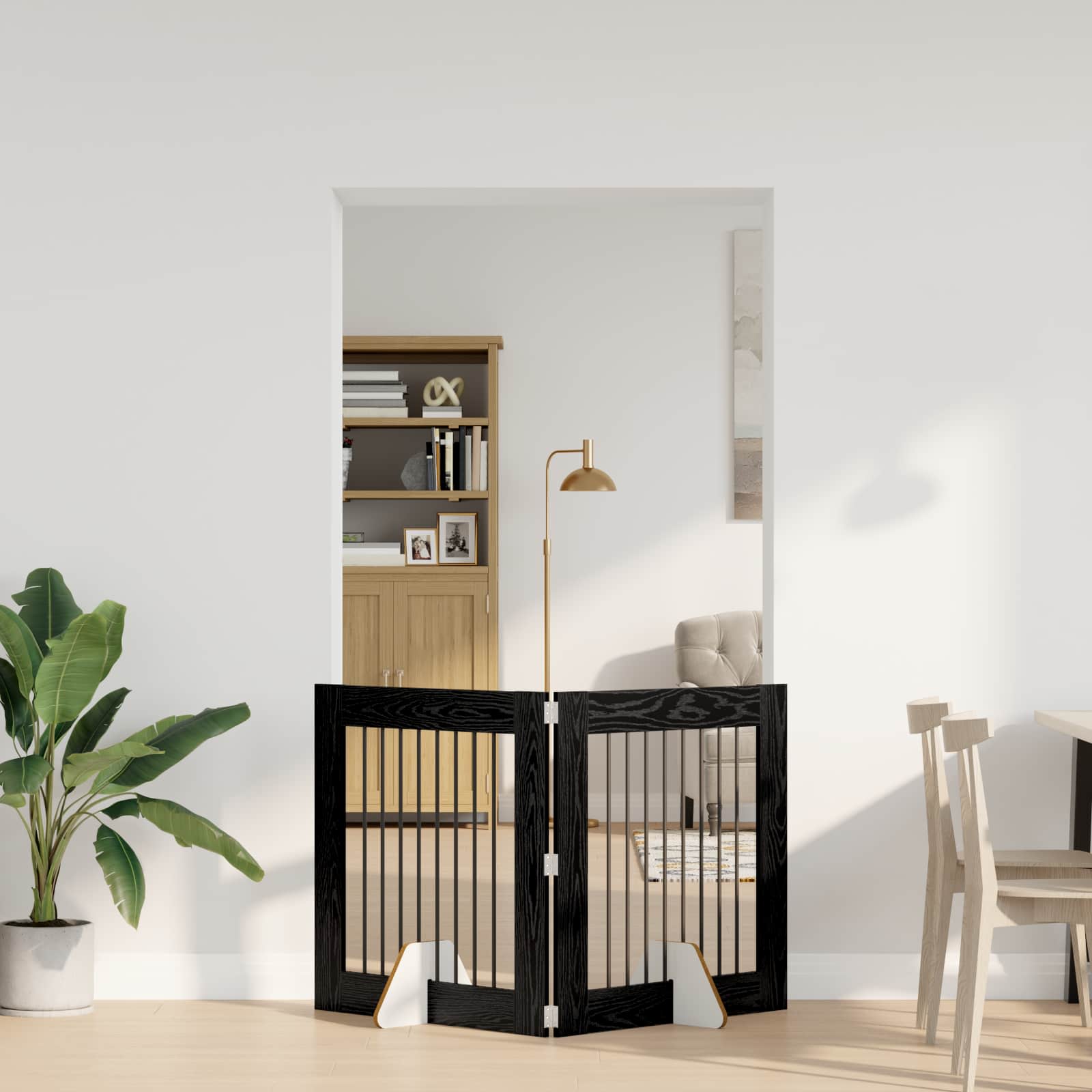 vidaXL Foldable Dog Gate with Stands 2 pcs Black Oak 160.5 cm 1
