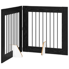 vidaXL Foldable Dog Gate with Stands 2 pcs Black Oak 160.5 cm 2