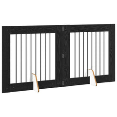 vidaXL Foldable Dog Gate with Stands 2 pcs Black Oak 160.5 cm 3