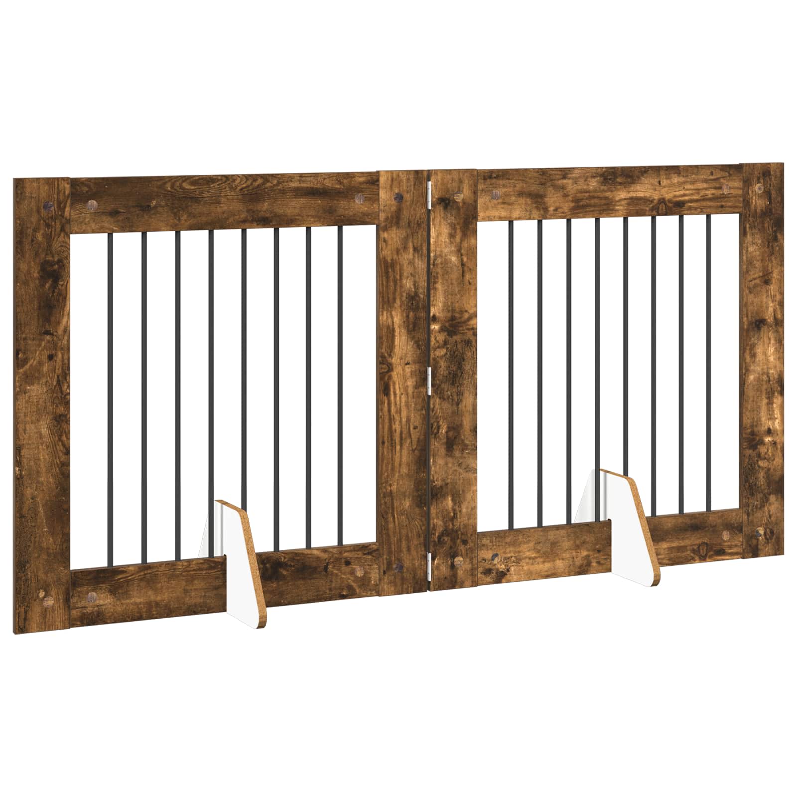 vidaXL Foldable Dog Gate with Stands 2 pcs Smoked Oak 160.5 cm 3