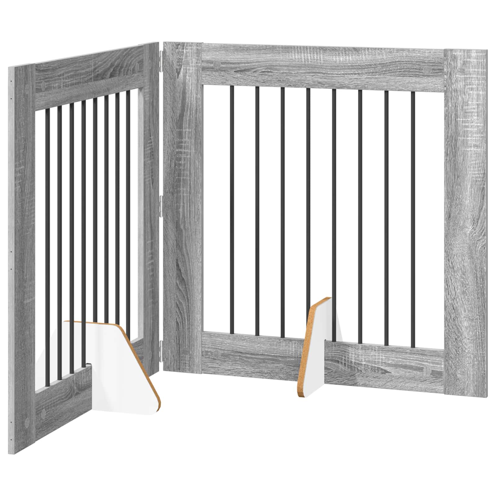 vidaXL Foldable Dog Gate with Stands 2 pcs Grey Sonoma 160.5 cm 2